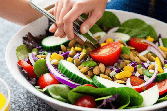 Person preparing a nutritious salad