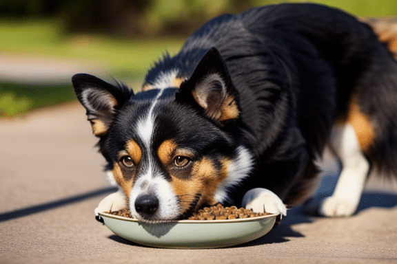 Cachorro feliz desfrutando de uma tigela de comida natural para pets