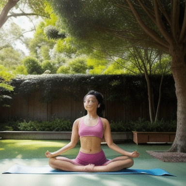 Person practicing yoga in a serene outdoor setting