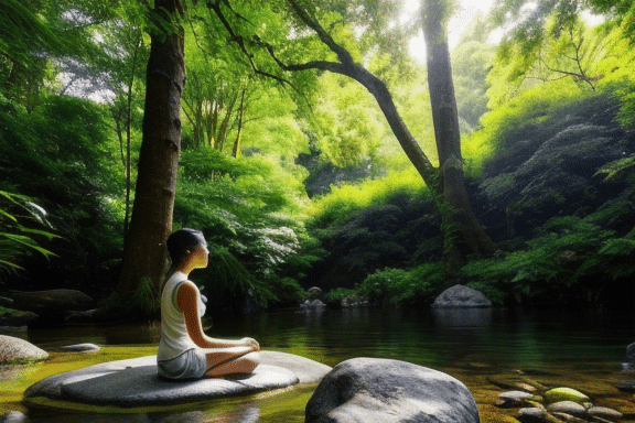 Meditation in a serene natural setting