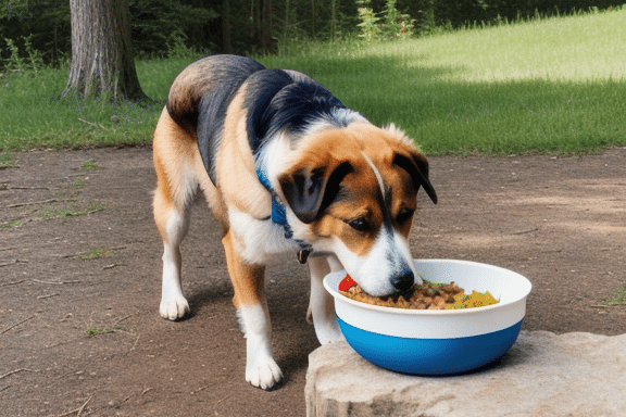 Cachorro comendo refeição natural