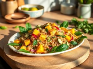 Salada Tropical de Quinoa com Abobrinha