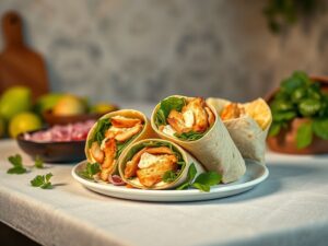 Wraps de Abacate e Frango com Cream Cheese