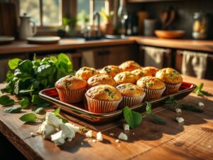 Muffin Salgado Saudável de Espinafre e Queijo Feta